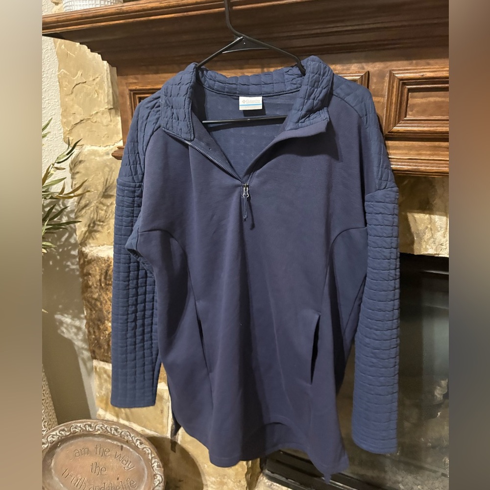 Columbia Dark Blue Quilted Quarter-Zip Pullover